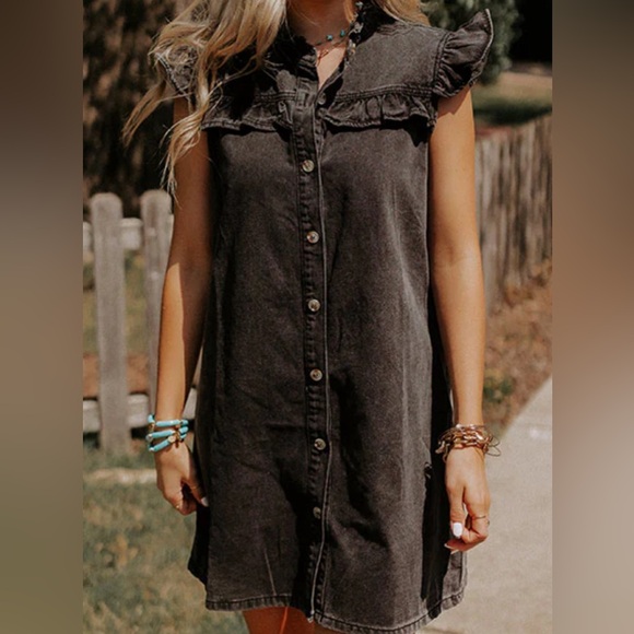 Impressions | Rock Show denim dress - medium - vintage black {never worn} - Picture 1 of 2